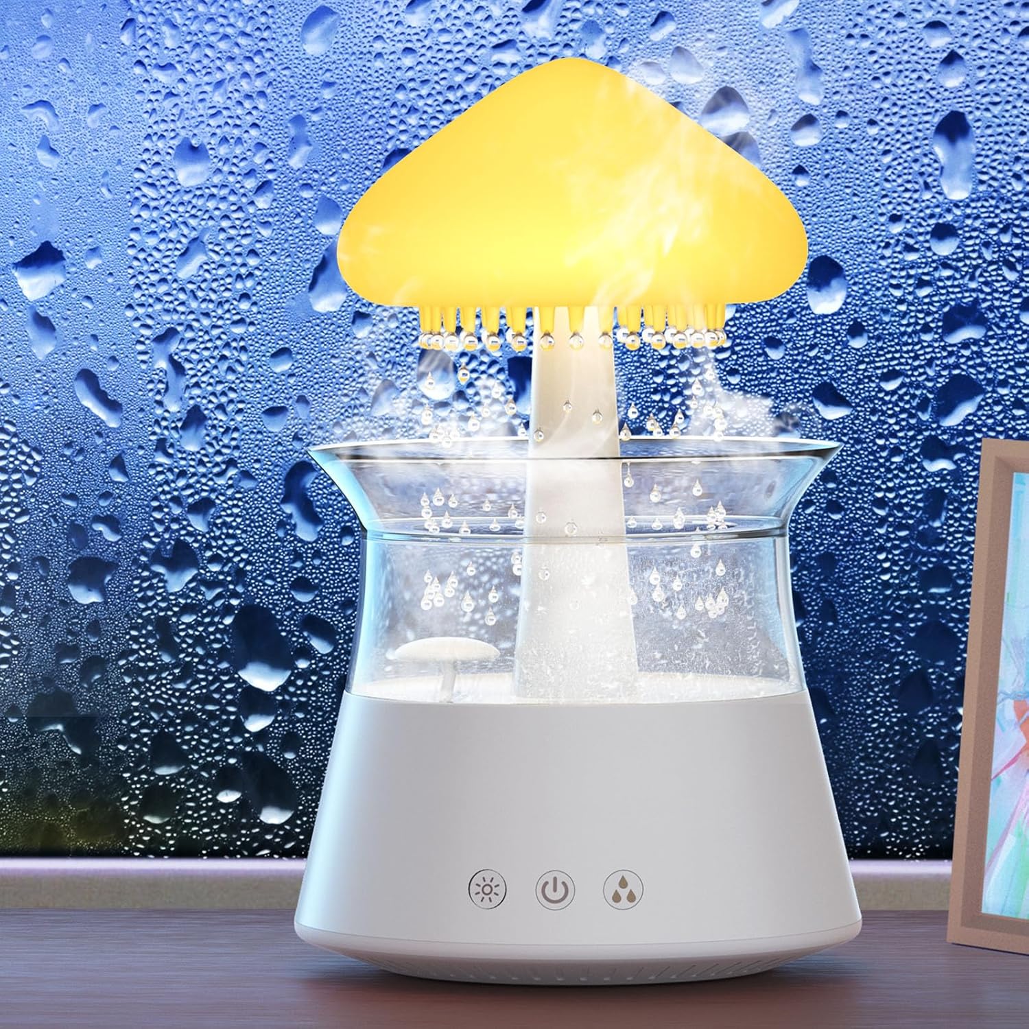 Diffuserlove Rain Cloud Humidifier Water Drip Humidifier with Remote Waterfall Lamp